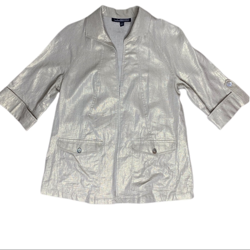 Linear Linen 3/4 Sleeve Jacket Gold Shimmer